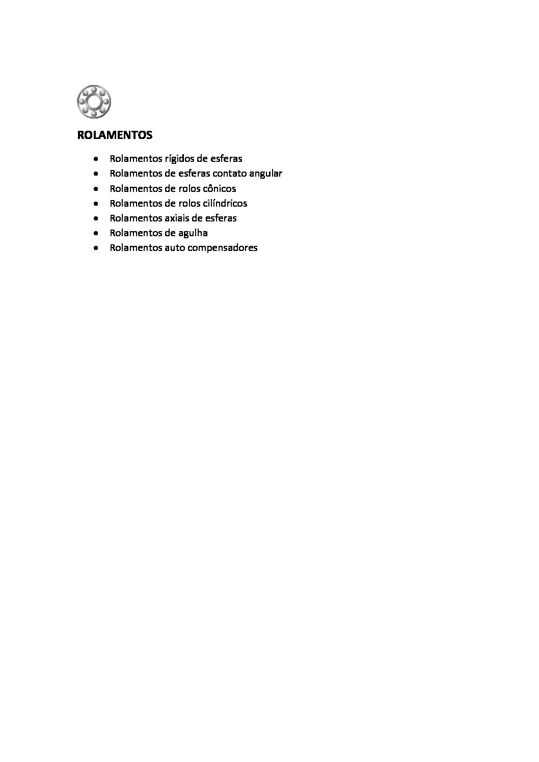 Catálogo de rolamentos